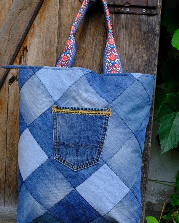 Kissen "Jeans-Quadrate" N°1